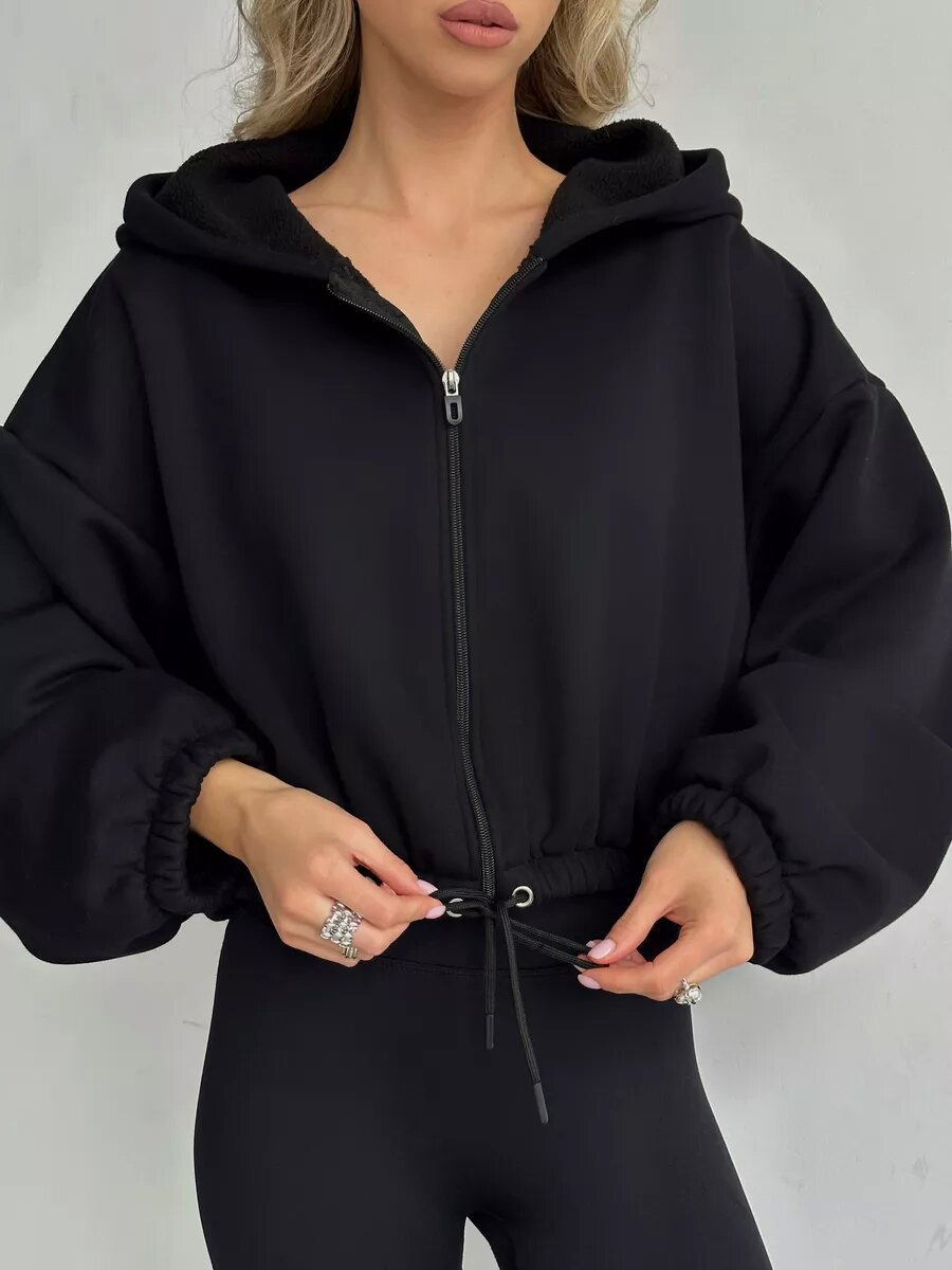 Damen Sportlicher Cropped Hoodie WW
