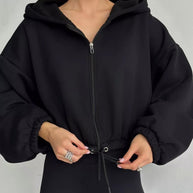 Damen Sportlicher Cropped Hoodie WW