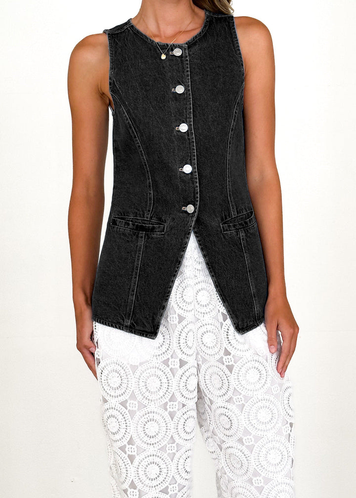 Damen Denim-Hemdjacke mit modernem Schnitt und Knopfdetails W&W Mode