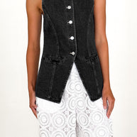 Damen Denim-Hemdjacke mit modernem Schnitt und Knopfdetails WW