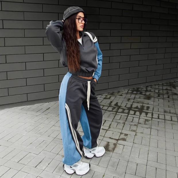 Damen sportliches Loungewear-Set mit Streifen WW