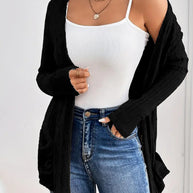 Damen Strickjacke mit raffinierten Rüschen und seitlichen Taschen WW