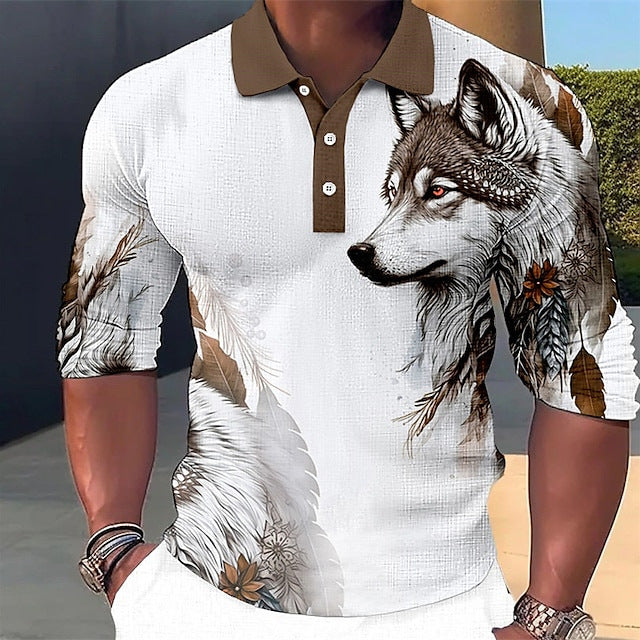 Herren Polo-Shirt mit einzigartigem Wolfsdesign WW