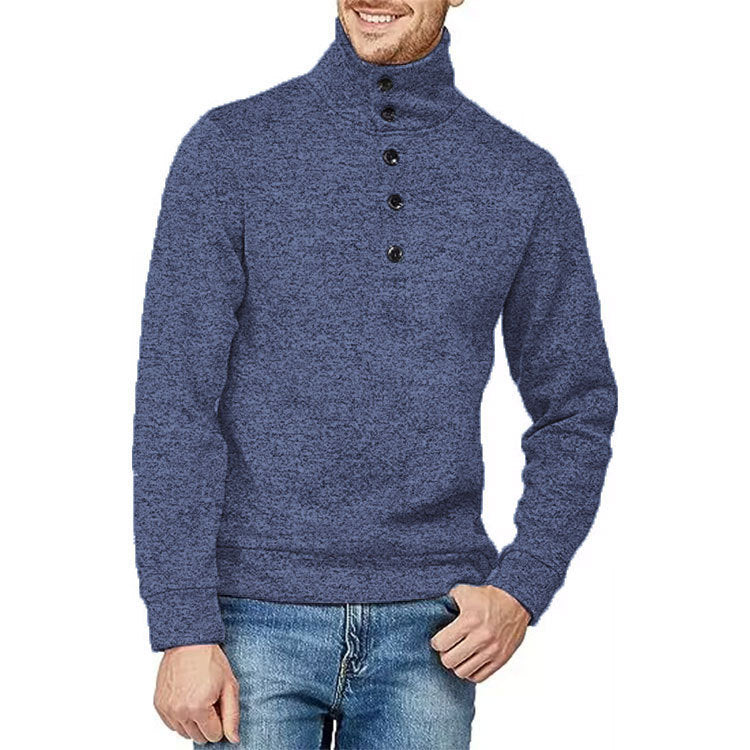 Herren Hochwertiger Pullover mit Stehkragen und Knopfdetail WW