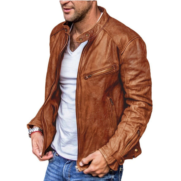 WW | Klassische Wetterfeste Lederjacke Für Männer