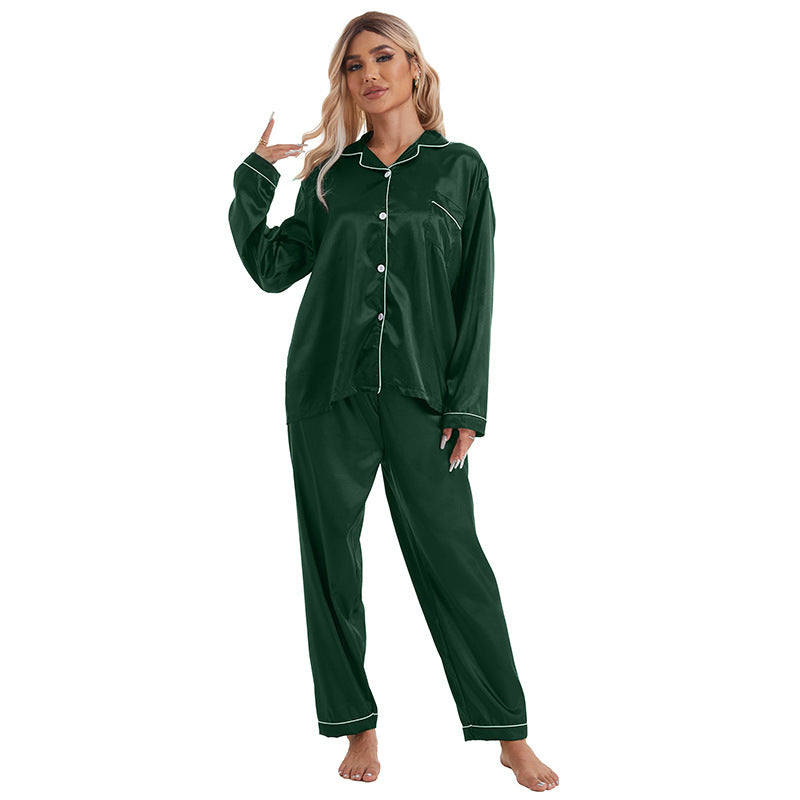 Damen Seiden Pyjama-Set mit elegantem Kragen und klassischem Schnitt WW
