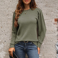 Damen Strickpullover mit eleganten Rüschendetails und strukturiertem Gewebe WW
