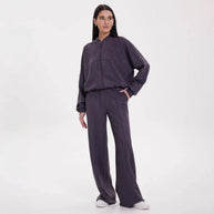 Damen sportliche und elegante Trainingsjacke mit weit geschnittenen Hosen WW