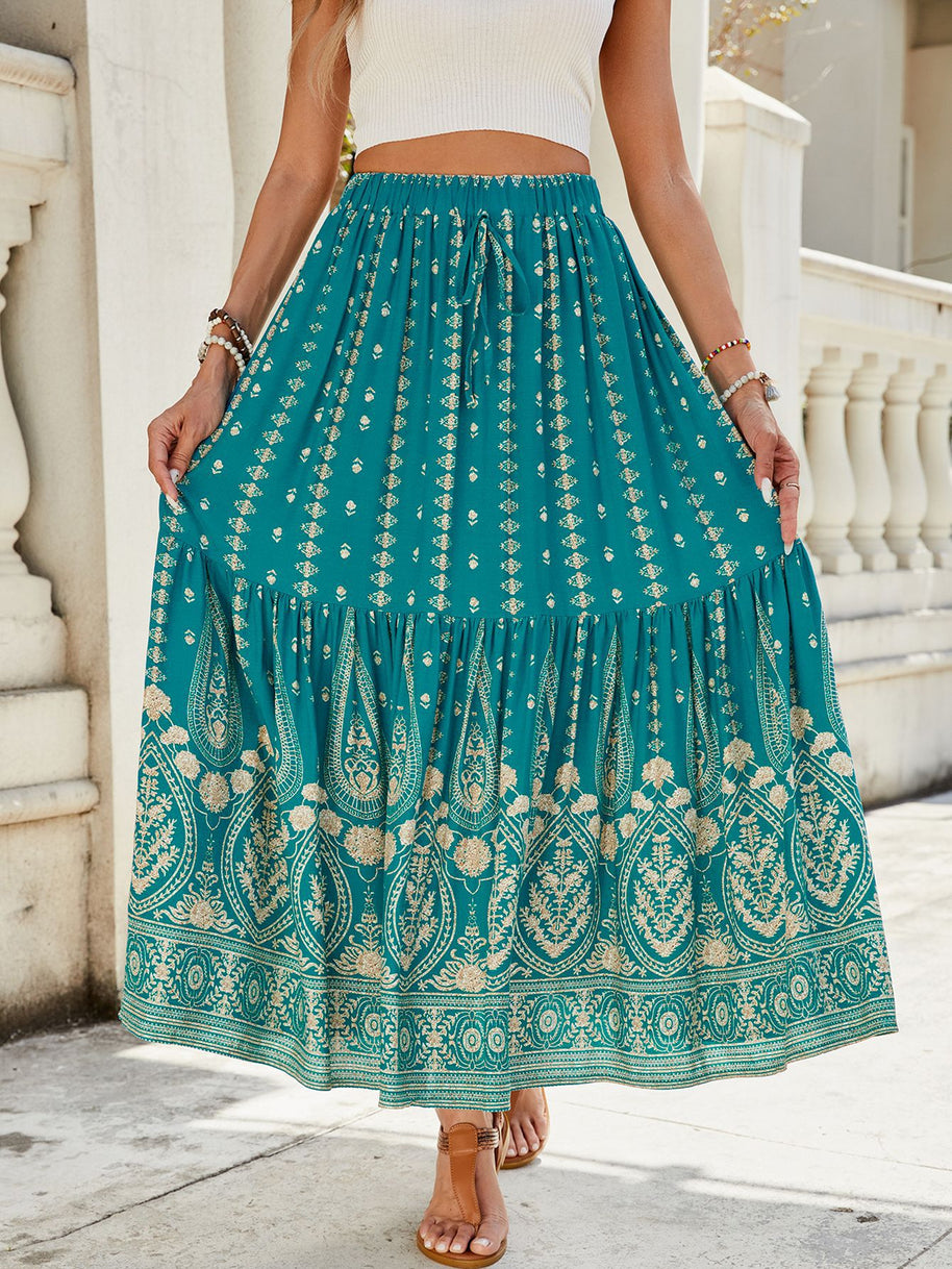 Damen weite Boho-Rock mit verzierten Volants WW
