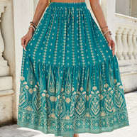 Damen weite Boho-Rock mit verzierten Volants WW