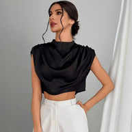 WW | Satin Faux Seide Kurzhemd Top
