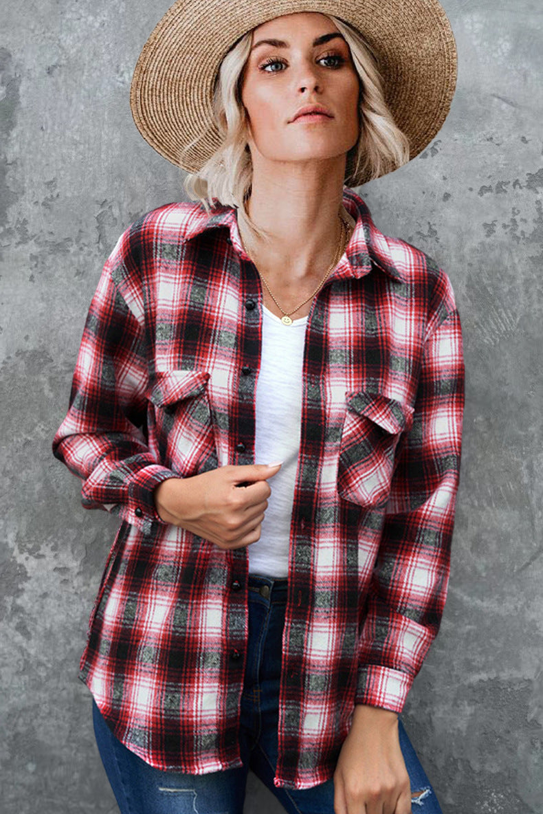 Damen Karo-Hemdjacke aus weichem Flanell mit praktischen Taschen WW