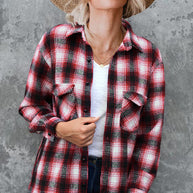 Damen Karo-Hemdjacke aus weichem Flanell mit praktischen Taschen WW