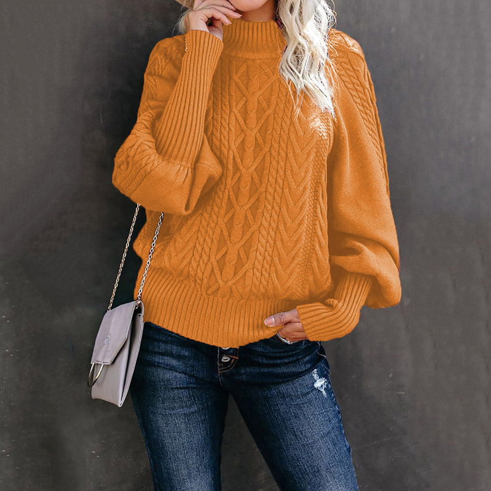 Damen Strickpullover mit hochgeschlossenem Design und strukturiertem Muster WW