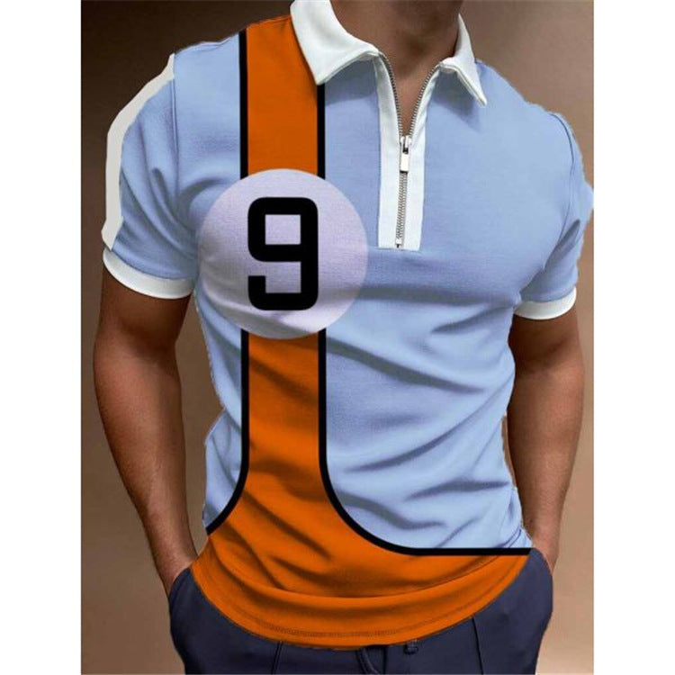 Herren Poloshirt mit maritimem Motiv und modernem Reißverschluss WW