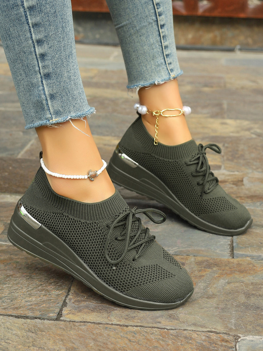 Damen bequeme Sport-Sneaker mit atmungsaktivem Obermaterial und eleganter Plateausohle WW