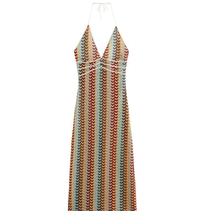Damen Maxikleid mit tiefem V-Ausschnitt und raffinierten Häkel-Details W&W Mode