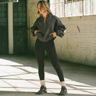 Damen bequemer Hoodie mit halbem Reißverschluss WW