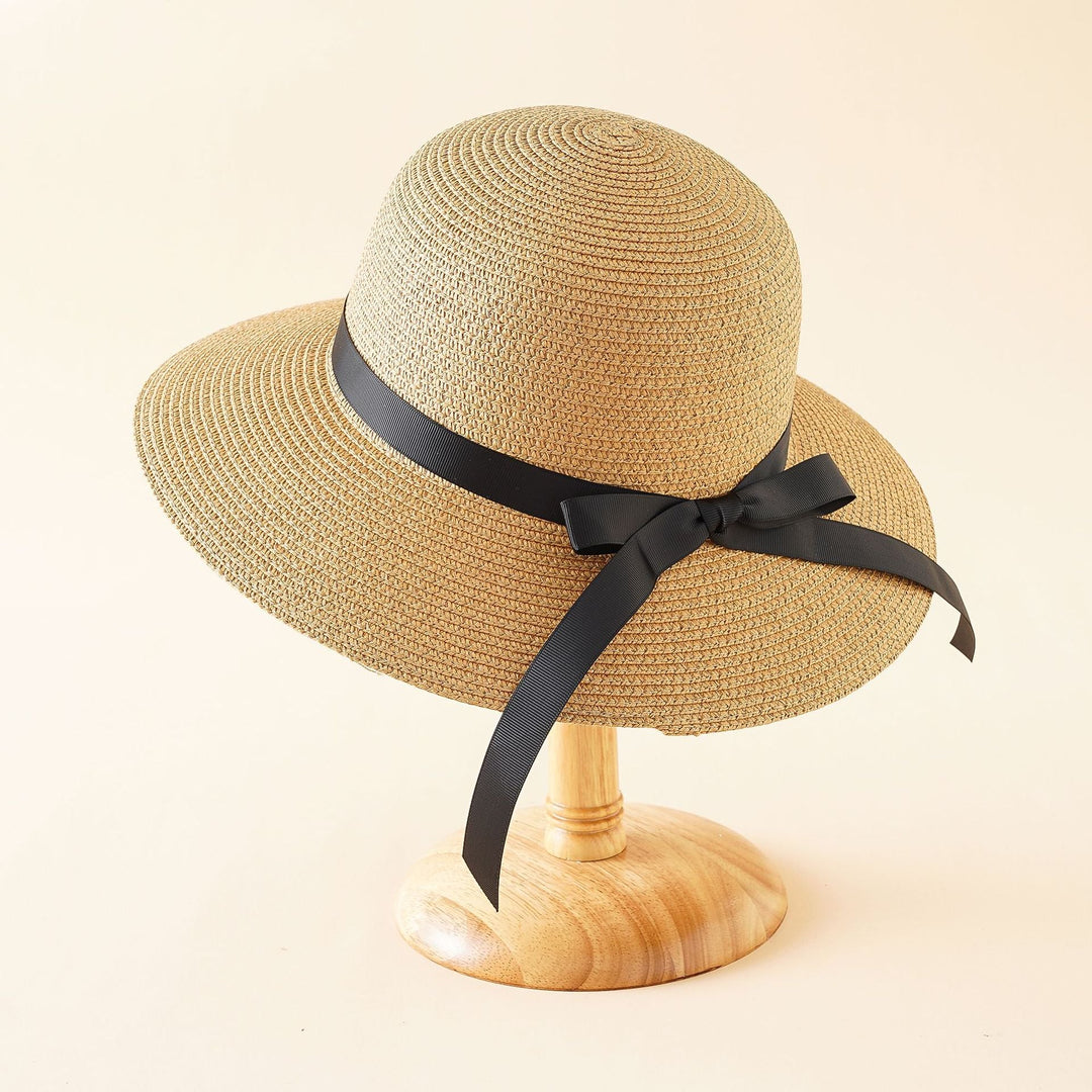 Damen Eleganter Sonnenhut mit breiter Krempe und stilvollem Satinband W&W Mode