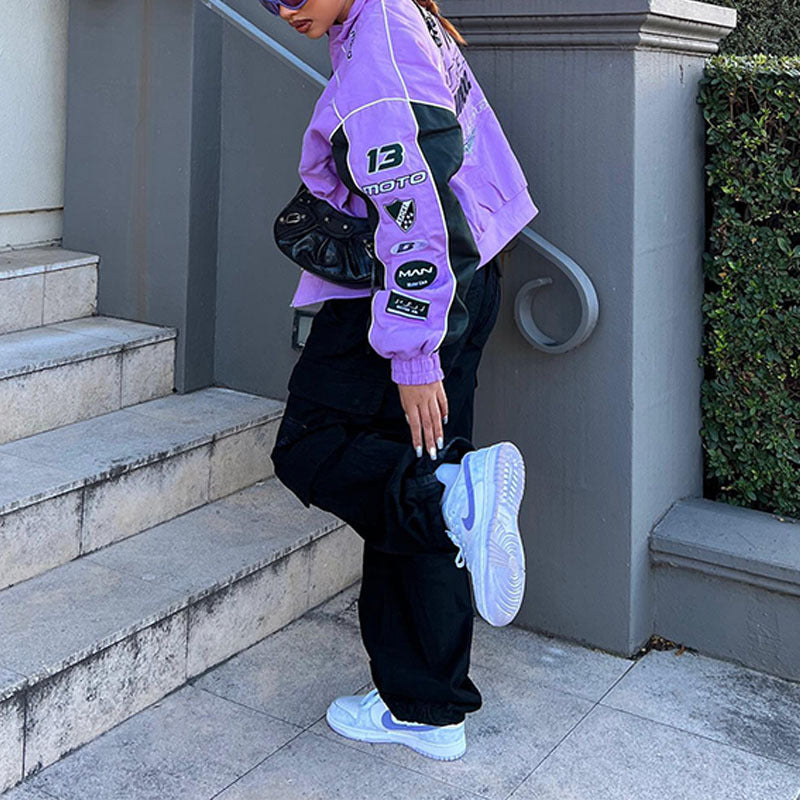 Damen Sportliche Bomberjacke mit buntem Grafikdesign und lässigem Schnitt WW