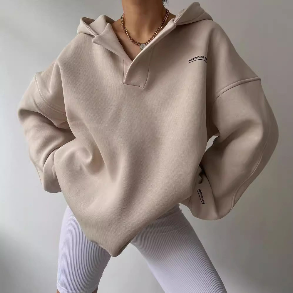 Damen oversized Kapuzenpullover mit Kängurutasche und bequemer Passform WW