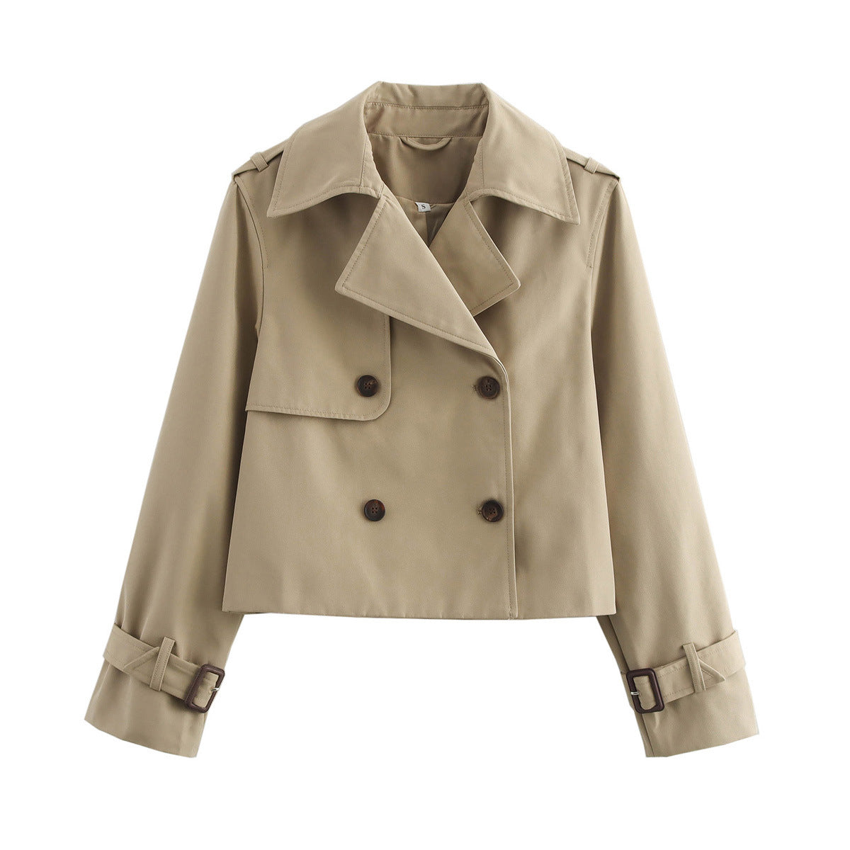 Damen Kurz Cropped Doppelreihige Trenchcoat WW