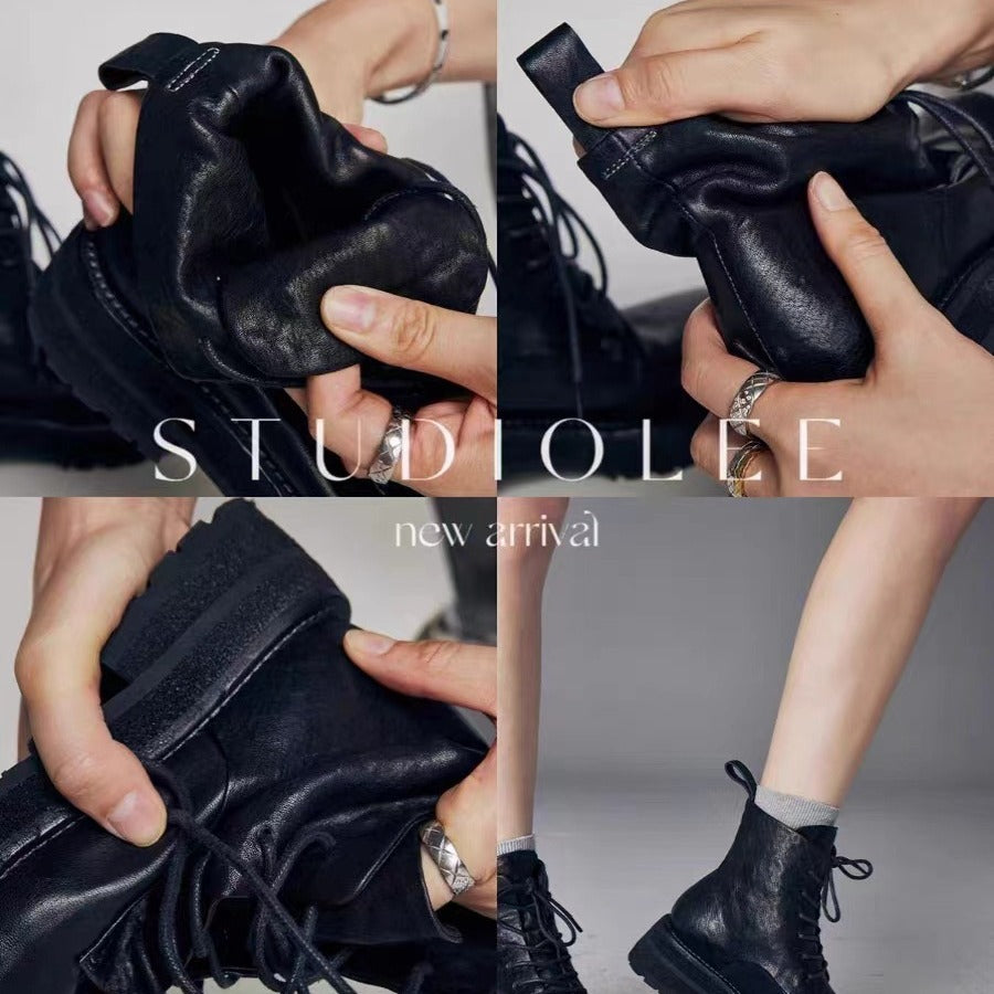 Damen robuste Schnürstiefel aus hochwertigem Leder mit rutschfester Sohle WW