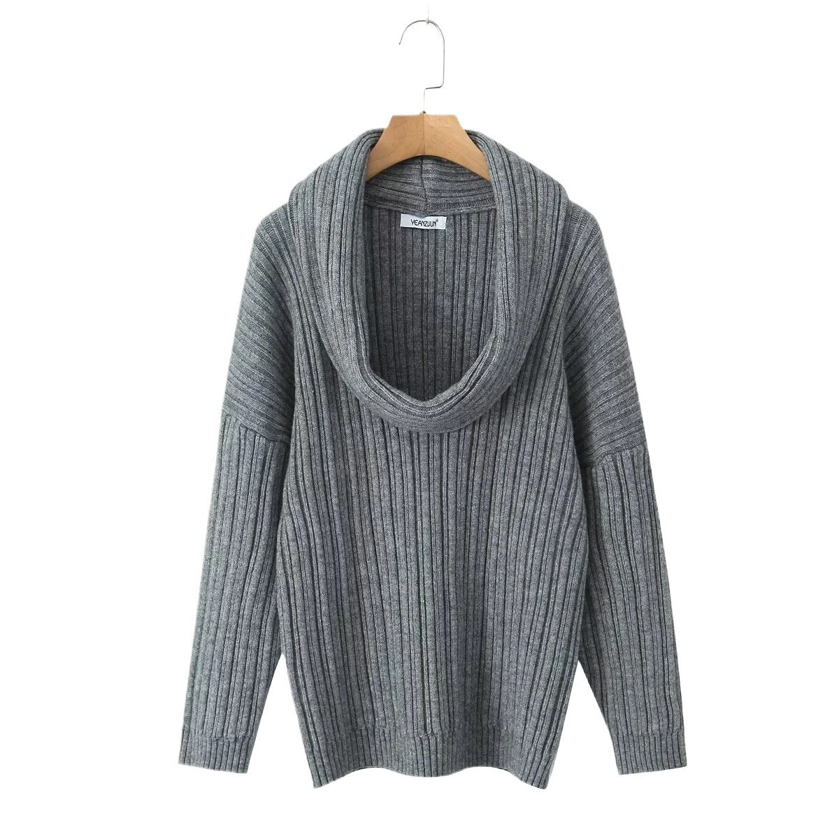 Damen Pullover mit weitem Rollkragen und strukturiertem Rippdesign WW