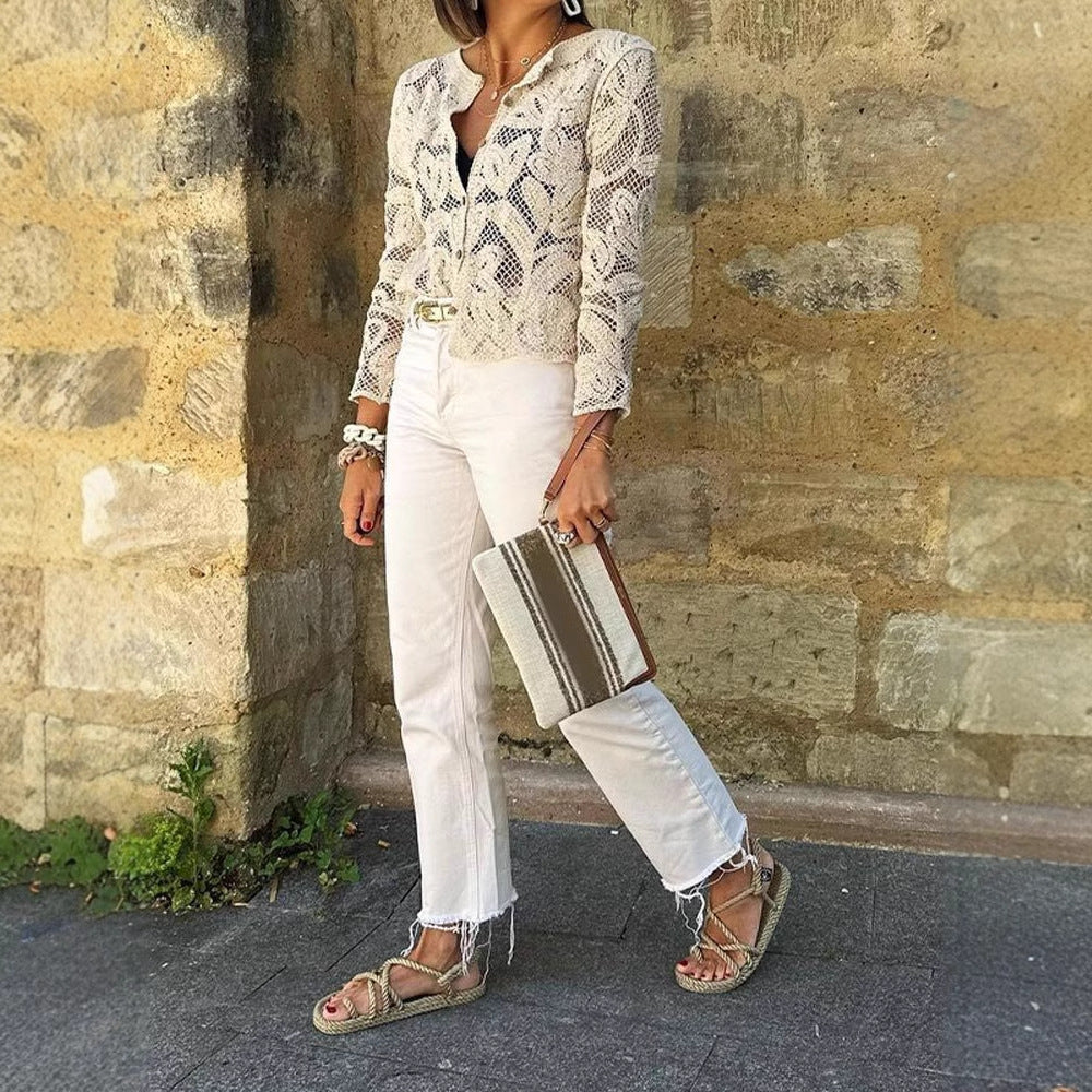 Damen Strickbluse mit filigranem Muster WW