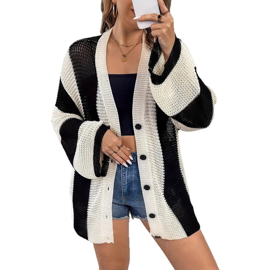 Damen Strickjacke im luftigen Netzdesign WW