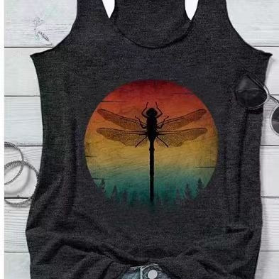 Damen ärmelloses Grafik-Top mit trendigem Insekten-Motiv WW