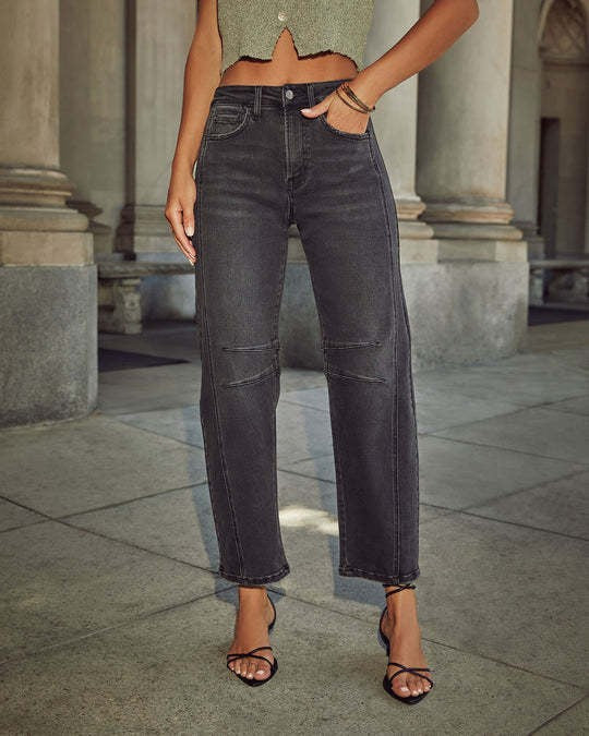 Damen weite High-Waist Jeans mit strukturiertem Design WW