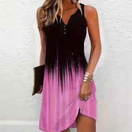 Damen Sommerkleid mit raffiniertem Farbverlauf und Knopfdetails WW