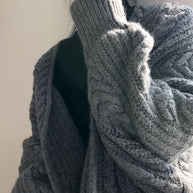 WW Retro einfach verdickt lose verdrehte lange Strickjacke