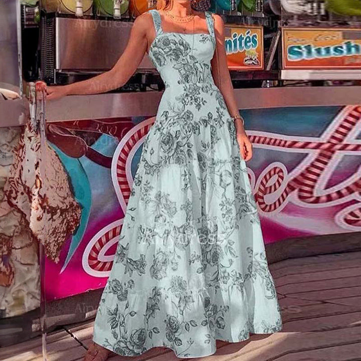 Damen Maxikleid mit hochwertigem Blumenmuster und schulterfreiem Design W&W Mode