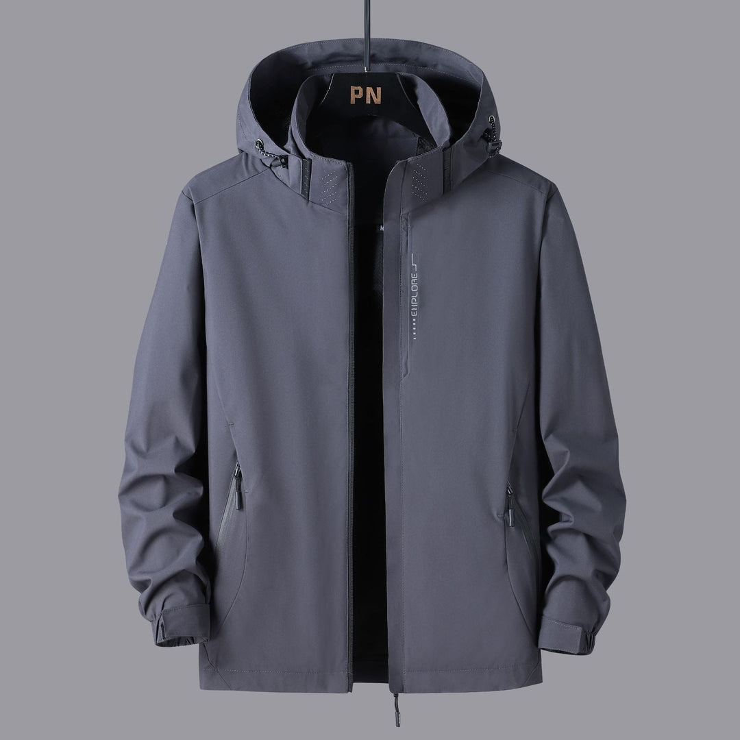 Unisex-Jacke mit Kapuze aus wasserabweisendem Material