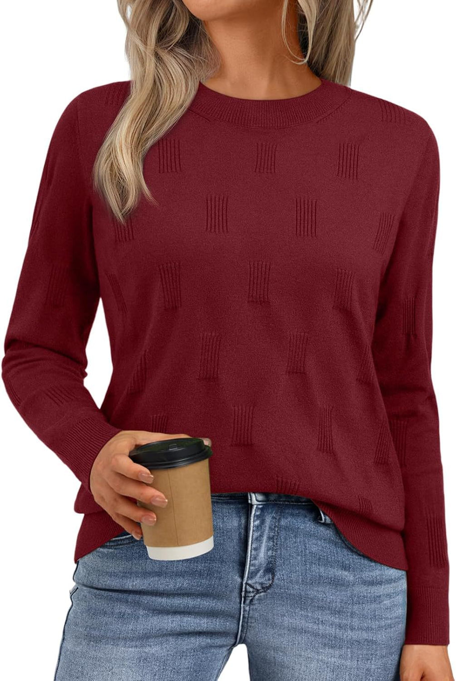 Damen Strickpullover mit strukturiertem Muster und lässigem Schnitt WW