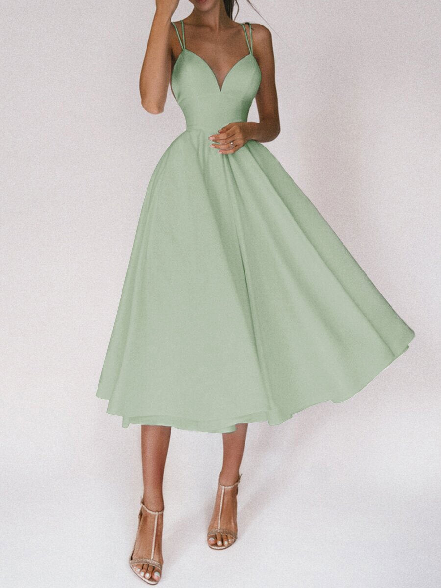 Damen A-Linien Kleid mit V-Ausschnitt und trägerlosem Design WW