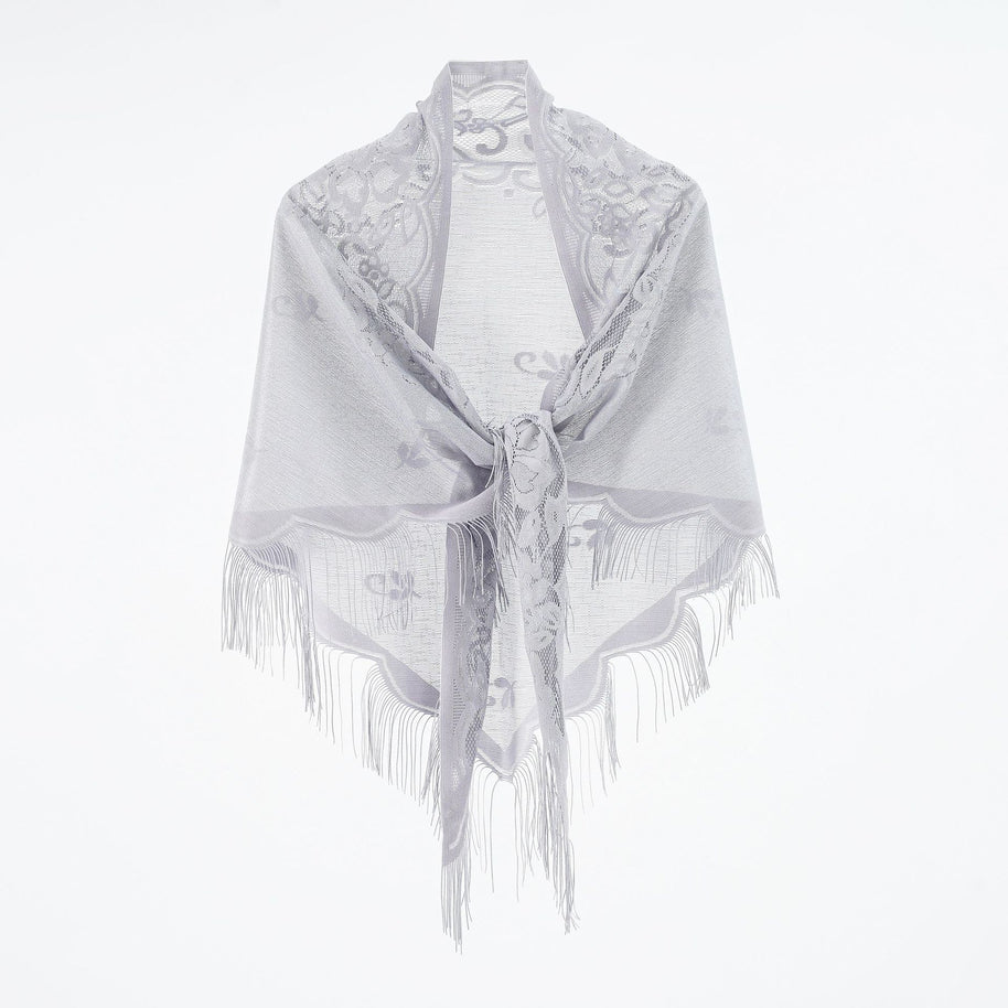 Damen Eleganter Chiffon-Schal mit kunstvollen Fransen WW