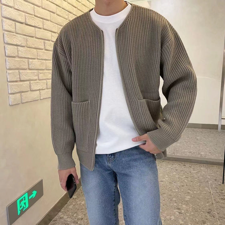 W&W Mode | Stehkragen Strickjacke für Herren | Warmer und stilvoller Pullover