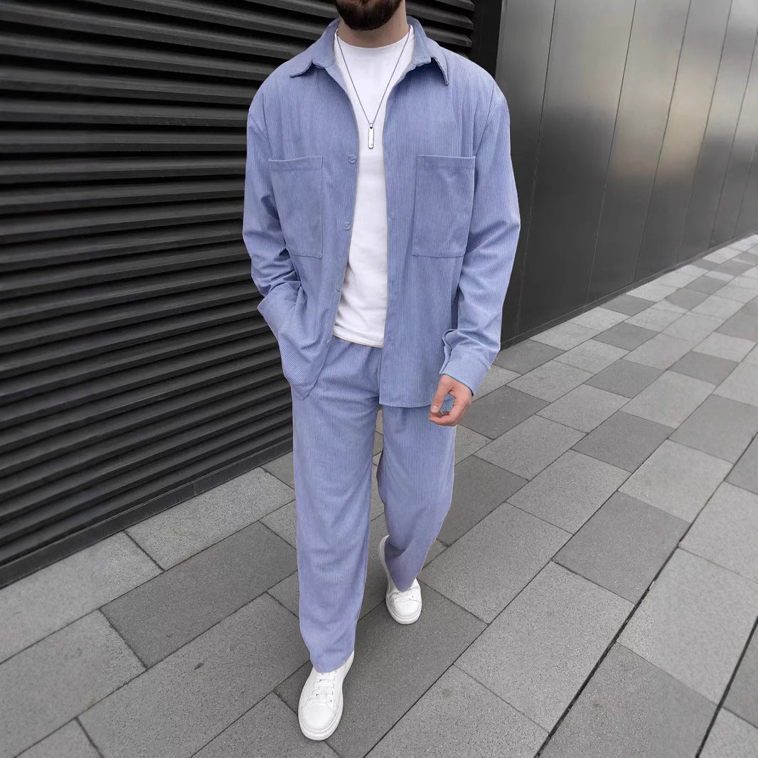 Herren Freizeitanzug mit modischem Streifenmuster und praktischen Taschen WW