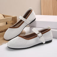 Damen Ballerinas mit verstellbarem Riemen und strukturiertem Obermaterial WW