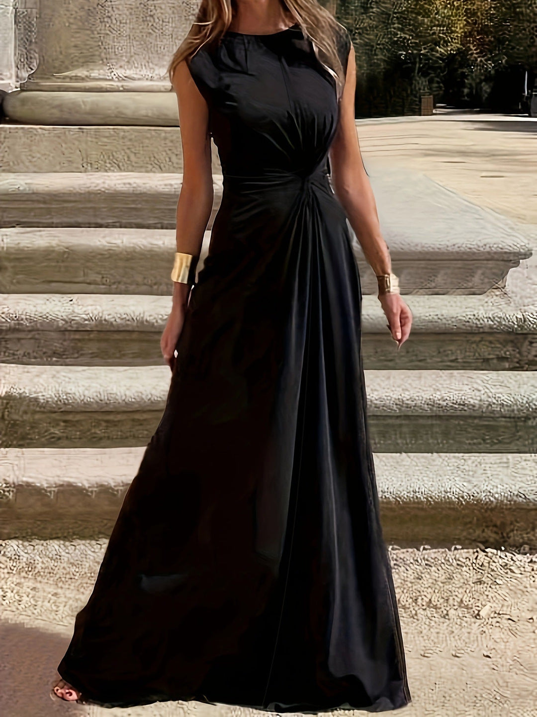 Damen Maxikleid mit elegantem Knoten-Detail und fließendem Schnitt W&W Mode