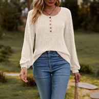 Damen Strickoberteil mit Knopfdetails und lässigem Schnitt WW