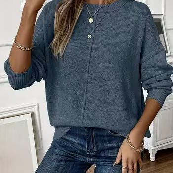 Damen Bequemer und stilvoller Oversized Pullover mit langen Ärmeln WW