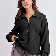 Damen Sportlicher Pullover mit Stehkragen und halbem Reißverschluss WW