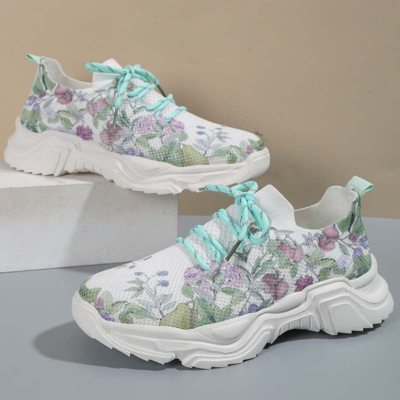 W&W Mode | Breite Sneaker Mit Blumenmuster Für Damen