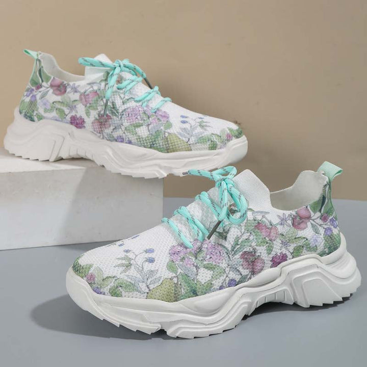 W&W Mode | Breite Sneaker Mit Blumenmuster Für Damen