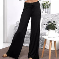 Damen Weite Freizeithose mit elastischem Bund und verstellbarem Kordelzug WW