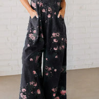 Damen Baumwoll-Overall mit floralem Druck und weiten Beinen WW
